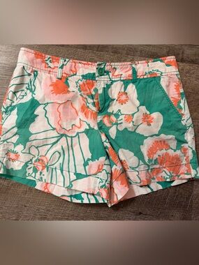 Lilly Pulitzer Green Pink Orange Floral Cotton Shorts